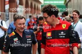 (L to R): Christian Horner (GBR) Red Bull Racing Team Principal with Mattia Binotto (ITA) Ferrari Team Principal. 28.05.2022. Formula 1 World Championship, Rd 7, Monaco Grand Prix, Monte Carlo, Monaco, Qualifying Day.