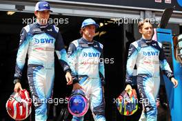 (L to R): Esteban Ocon (FRA) Alpine F1 Team with Fernando Alonso (ESP) Alpine F1 Team and Oscar Piastri (AUS) Alpine F1 Team Reserve Driver. 26.05.2022. Formula 1 World Championship, Rd 7, Monaco Grand Prix, Monte Carlo, Monaco, Practice Day.