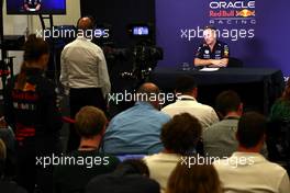 Christian Horner (GBR) Red Bull Racing Team Principal in a press conference regarding the outcome of the cost cap breach. 28.10.2022. Formula 1 World Championship, Rd 20, Mexican Grand Prix, Mexico City, Mexico, Practice Day.