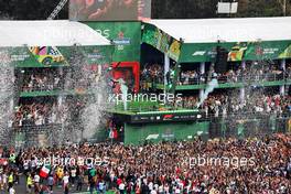 Race winner Max Verstappen (NLD) Red Bull Racing RB18 on the podium. 30.10.2022. Formula 1 World Championship, Rd 20, Mexican Grand Prix, Mexico City, Mexico, Race Day.