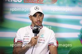 Lewis Hamilton (GBR) Mercedes AMG F1 in the post race FIA Press Conference. 30.10.2022. Formula 1 World Championship, Rd 20, Mexican Grand Prix, Mexico City, Mexico, Race Day.