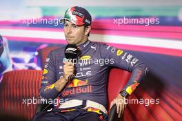 Sergio Perez (MEX) Red Bull Racing in the post race FIA Press Conference. 30.10.2022. Formula 1 World Championship, Rd 20, Mexican Grand Prix, Mexico City, Mexico, Race Day.