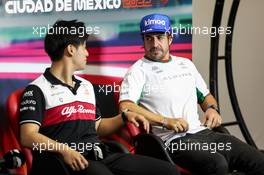 (L to R): Guanyu Zhou (CHN) Alfa Romeo F1 Team and Fernando Alonso (ESP) Alpine F1 Team in the FIA Press Conference. 27.10.2022. Formula 1 World Championship, Rd 20, Mexican Grand Prix, Mexico City, Mexico, Preparation Day.