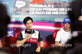 (L to R): Guanyu Zhou (CHN) Alfa Romeo F1 Team and Fernando Alonso (ESP) Alpine F1 Team F1 in the FIA Press Conference. 27.10.2022. Formula 1 World Championship, Rd 20, Mexican Grand Prix, Mexico City, Mexico, Preparation Day.