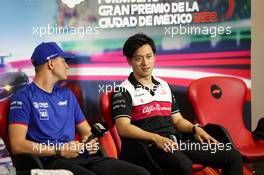 (L to R): Mick Schumacher (GER) Haas F1 Team and Guanyu Zhou (CHN) Alfa Romeo F1 Team in the FIA Press Conference. 27.10.2022. Formula 1 World Championship, Rd 20, Mexican Grand Prix, Mexico City, Mexico, Preparation Day.