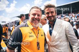 (L to R): Zak Brown (USA) McLaren Executive Director with David Beckham (GBR) Former Football Player on the grid. 08.05.2022. Formula 1 World Championship, Rd 5, Miami Grand Prix, Miami, Florida, USA, Race Day.