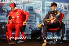 (L to R): Charles Leclerc (MON) Ferrari and Max Verstappen (NLD) Red Bull Racing in the post race FIA Press Conference. 08.05.2022. Formula 1 World Championship, Rd 5, Miami Grand Prix, Miami, Florida, USA, Race Day.