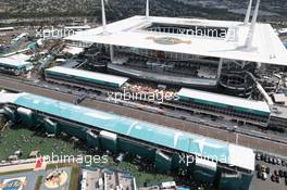 An aerial view of the circuit. 07.05.2022. Formula 1 World Championship, Rd 5, Miami Grand Prix, Miami, Florida, USA, Qualifying Day.