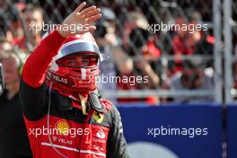Charles Leclerc (MON) Ferrari celebrates his pole position in parc ferme. 07.05.2022. Formula 1 World Championship, Rd 5, Miami Grand Prix, Miami, Florida, USA, Qualifying Day.