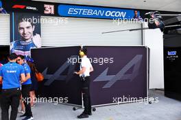 Garage doors down for Esteban Ocon (FRA) Alpine F1 Team, who will miss qualifying. 07.05.2022. Formula 1 World Championship, Rd 5, Miami Grand Prix, Miami, Florida, USA, Qualifying Day.