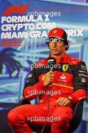 Carlos Sainz Jr (ESP) Ferrari in the post qualifying FIA Press Conference. 07.05.2022. Formula 1 World Championship, Rd 5, Miami Grand Prix, Miami, Florida, USA, Qualifying Day.