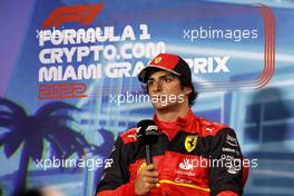 Carlos Sainz Jr (ESP) Ferrari in the post qualifying FIA Press Conference. 07.05.2022. Formula 1 World Championship, Rd 5, Miami Grand Prix, Miami, Florida, USA, Qualifying Day.