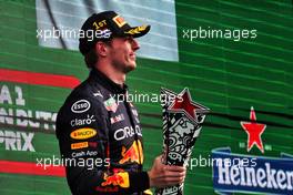 Race winner Max Verstappen (NLD) Red Bull Racing celebrates on the podium. 04.09.2022. Formula 1 World Championship, Rd 14, Dutch Grand Prix, Zandvoort, Netherlands, Race Day.
