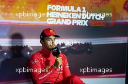 Charles Leclerc (MON) Ferrari in the post race FIA Press Conference. 04.09.2022. Formula 1 World Championship, Rd 14, Dutch Grand Prix, Zandvoort, Netherlands, Race Day.