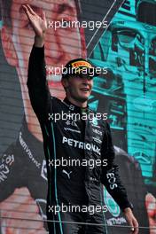 George Russell (GBR) Mercedes AMG F1 celebrates his second position on the podium. 04.09.2022. Formula 1 World Championship, Rd 14, Dutch Grand Prix, Zandvoort, Netherlands, Race Day.
