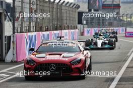 Lewis Hamilton (GBR) Mercedes AMG F1 W13 leads behind the Mercedes FIA Safety Car through the pit lane. 04.09.2022. Formula 1 World Championship, Rd 14, Dutch Grand Prix, Zandvoort, Netherlands, Race Day.
