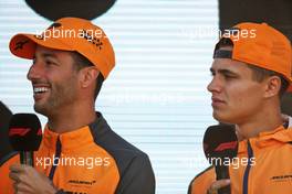 (L to R): Daniel Ricciardo (AUS) McLaren and team mate Lando Norris (GBR) McLaren. 03.09.2022. Formula 1 World Championship, Rd 14, Dutch Grand Prix, Zandvoort, Netherlands, Qualifying Day.