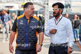 (L to R): Zak Brown (USA) McLaren Executive Director with Mohammed Bin Sulayem (UAE) FIA President. 04.09.2022. Formula 1 World Championship, Rd 14, Dutch Grand Prix, Zandvoort, Netherlands, Race Day.