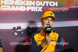 Lando Norris (GBR) McLaren in the FIA Press Conference. 01.09.2022. Formula 1 World Championship, Rd 14, Dutch Grand Prix, Zandvoort, Netherlands, Preparation Day.