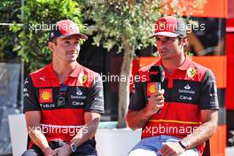 (L to R): Charles Leclerc (MON) Ferrari with team mate Carlos Sainz Jr (ESP) Ferrari. 01.09.2022. Formula 1 World Championship, Rd 14, Dutch Grand Prix, Zandvoort, Netherlands, Preparation Day.