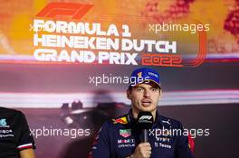 Max Verstappen (NLD) Red Bull Racing in the FIA Press Conference. 01.09.2022. Formula 1 World Championship, Rd 14, Dutch Grand Prix, Zandvoort, Netherlands, Preparation Day.