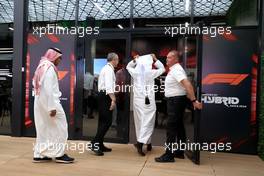 Stefano Domenicali (ITA) Formula One President and CEO attends a meeting following a missile strike on an Aramco oil facility near to the circuit.  25.03.2022 Formula 1 World Championship, Rd 2, Saudi Arabian Grand Prix, Jeddah, Saudi Arabia, Practice Day.