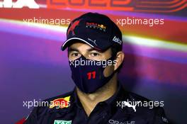 Sergio Perez (MEX) Red Bull Racing in the FIA Press Conference. 25.03.2022 Formula 1 World Championship, Rd 2, Saudi Arabian Grand Prix, Jeddah, Saudi Arabia, Practice Day.