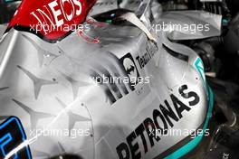George Russell (GBR) Mercedes AMG F1 W13 - sidepod detail on the grid. 27.03.2022. Formula 1 World Championship, Rd 2, Saudi Arabian Grand Prix, Jeddah, Saudi Arabia, Race Day.
