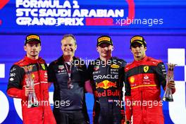 The podium (L to R): Paul Monaghan (GBR) Red Bull Racing Chief Engineer; Carlos Sainz Jr (ESP) Ferrari, second; Charles Leclerc (MON) Ferrari, race winner; Lewis Hamilton (GBR) Mercedes AMG F1, third. 27.03.2022. Formula 1 World Championship, Rd 2, Saudi Arabian Grand Prix, Jeddah, Saudi Arabia, Race Day.