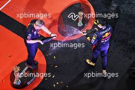(L to R): Paul Monaghan (GBR) Red Bull Racing Chief Engineer and race winner Max Verstappen (NLD) Red Bull Racing celebrate on the podium. 27.03.2022. Formula 1 World Championship, Rd 2, Saudi Arabian Grand Prix, Jeddah, Saudi Arabia, Race Day.