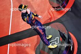 Race winner Max Verstappen (NLD) Red Bull Racing celebrates on the podium. 27.03.2022. Formula 1 World Championship, Rd 2, Saudi Arabian Grand Prix, Jeddah, Saudi Arabia, Race Day.