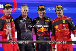 The podium (L to R): Charles Leclerc (MON) Ferrari, second; Paul Monaghan (GBR) Red Bull Racing Chief Engineer; Max Verstappen (NLD) Red Bull Racing, race winner; Carlos Sainz Jr (ESP) Ferrari, third. 27.03.2022. Formula 1 World Championship, Rd 2, Saudi Arabian Grand Prix, Jeddah, Saudi Arabia, Race Day.