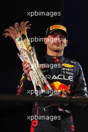 Race winner Max Verstappen (NLD) Red Bull Racing celebrates on the podium. 27.03.2022. Formula 1 World Championship, Rd 2, Saudi Arabian Grand Prix, Jeddah, Saudi Arabia, Race Day.