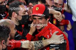 Carlos Sainz Jr (ESP) Ferrari celebrates his third position in parc ferme. 27.03.2022. Formula 1 World Championship, Rd 2, Saudi Arabian Grand Prix, Jeddah, Saudi Arabia, Race Day.