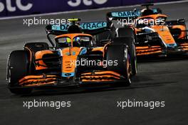 Lando Norris (GBR) McLaren MCL36 leads team mate Daniel Ricciardo (AUS) McLaren MCL36. 27.03.2022. Formula 1 World Championship, Rd 2, Saudi Arabian Grand Prix, Jeddah, Saudi Arabia, Race Day.