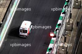 Mick Schumacher (GER) Haas F1 Team taken away in an ambulance after he crashed during qualifying. 26.03.2022. Formula 1 World Championship, Rd 2, Saudi Arabian Grand Prix, Jeddah, Saudi Arabia, Qualifying Day.