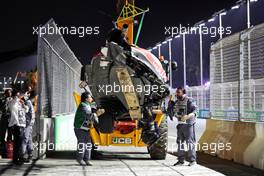 The damaged Haas VF-22 of Mick Schumacher (GER) Haas F1 Team is removed from the circuit after he crashed during qualifying. 26.03.2022. Formula 1 World Championship, Rd 2, Saudi Arabian Grand Prix, Jeddah, Saudi Arabia, Qualifying Day.