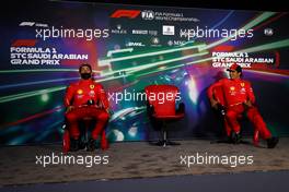 (L to R): Charles Leclerc (MON) Ferrari and Carlos Sainz Jr (ESP) Ferrari in the post race FIA Press Conference. 27.03.2022. Formula 1 World Championship, Rd 2, Saudi Arabian Grand Prix, Jeddah, Saudi Arabia, Race Day.