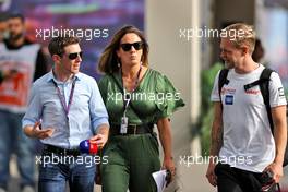 (L to R): Anthony Davidson (GBR) Sky Sports F1 Presenter with Natalie Pinkham (GBR) Sky Sports Presenter and Kevin Magnussen (DEN) Haas F1 Team. 27.03.2022. Formula 1 World Championship, Rd 2, Saudi Arabian Grand Prix, Jeddah, Saudi Arabia, Race Day.