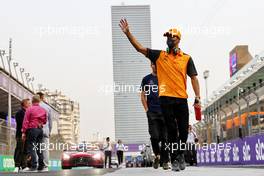 Daniel Ricciardo (AUS) McLaren on the drivers parade. 27.03.2022. Formula 1 World Championship, Rd 2, Saudi Arabian Grand Prix, Jeddah, Saudi Arabia, Race Day.