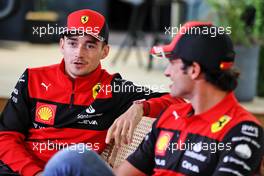 Charles Leclerc (MON) Ferrari with team mate Carlos Sainz Jr (ESP) Ferrari. 24.03.2022. Formula 1 World Championship, Rd 2, Saudi Arabian Grand Prix, Jeddah, Saudi Arabia, Preparation Day.