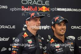 (L to R): Max Verstappen (NLD) Red Bull Racing and team mate Sergio Perez (MEX) Red Bull Racing. 24.03.2022. Formula 1 World Championship, Rd 2, Saudi Arabian Grand Prix, Jeddah, Saudi Arabia, Preparation Day.
