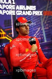 Carlos Sainz Jr (ESP) Ferrari in the post race FIA Press Conference. 02.10.2022. Formula 1 World Championship, Rd 17, Singapore Grand Prix, Marina Bay Street Circuit, Singapore, Race Day.