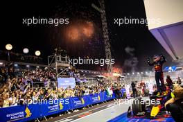 Race winner Sergio Perez (MEX) Red Bull Racing RB18 celebrates in parc ferme. 02.10.2022. Formula 1 World Championship, Rd 17, Singapore Grand Prix, Marina Bay Street Circuit, Singapore, Race Day.