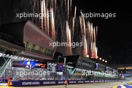 Podium atmosphere - fireworks. 02.10.2022. Formula 1 World Championship, Rd 17, Singapore Grand Prix, Marina Bay Street Circuit, Singapore, Race Day.