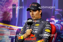 Sergio Perez (MEX) Red Bull Racing in the post race FIA Press Conference. 02.10.2022. Formula 1 World Championship, Rd 17, Singapore Grand Prix, Marina Bay Street Circuit, Singapore, Race Day.