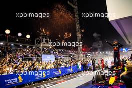 Race winner Sergio Perez (MEX) Red Bull Racing RB18 celebrates in parc ferme. 02.10.2022. Formula 1 World Championship, Rd 17, Singapore Grand Prix, Marina Bay Street Circuit, Singapore, Race Day.