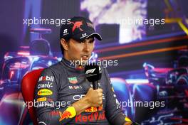 Sergio Perez (MEX) Red Bull Racing in the post race FIA Press Conference. 02.10.2022. Formula 1 World Championship, Rd 17, Singapore Grand Prix, Marina Bay Street Circuit, Singapore, Race Day.