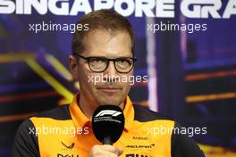 Andreas Seidl, McLaren Managing Director in the FIA Press Conference. 01.10.2022. Formula 1 World Championship, Rd 17, Singapore Grand Prix, Marina Bay Street Circuit, Singapore, Qualifying Day.