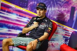 Sergio Perez (MEX) Red Bull Racing in the post qualifying FIA Press Conference. 01.10.2022. Formula 1 World Championship, Rd 17, Singapore Grand Prix, Marina Bay Street Circuit, Singapore, Qualifying Day.
